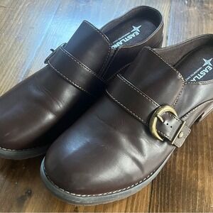 Eastland Women's Brown Leather Buckle Mules Clogs Shoes Size 8